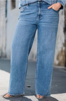 Джинси wide leg із високою талією Plus Size - синій