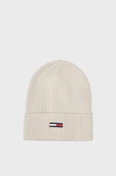 Женская бежевая шапка TJW ELONGATED FLAG BEANIE Бежевый ONESIZE Tommy Jeans AW0AW16380