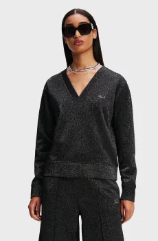 Женский черный пуловер LUREX JERSEY Черный XS Karl Lagerfeld 246W1805