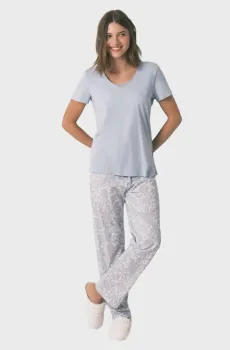 Женская голубая пижама (футболка, брюки) Голубой M womensecret 3592471