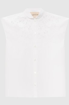 Белая блуза с вышивкой ришелье
