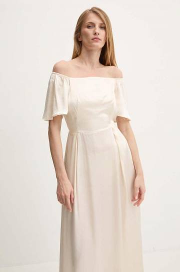 Платье Answear Lab цвет бежевый maxi расклешённая Платье Answear Lab цвет бежевый maxi расклешённая