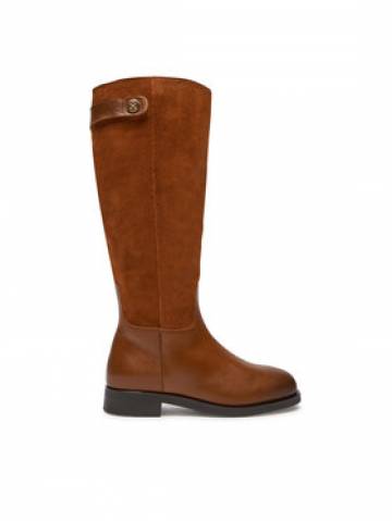 Tommy Hilfiger Чоботи Th Stud Leather Mix Long Boot FW0FW08341 Коричневий Tommy Hilfiger Чоботи Th Stud Leather Mix Long Boot FW0FW08341 Коричневий