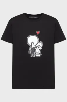 Женская черная футболка VALENTINE Черный S Karl Lagerfeld B1W17038