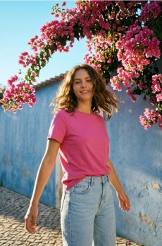 Бавовняна футболка з коротким рукавом - яскраво-рожевий