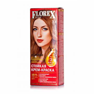 Стойкая крем-краска для волос Florex Super 3.4 Лесной орех, 100 мл Стойкая крем-краска для волос Florex Super 3.4 Лесной орех, 100 мл