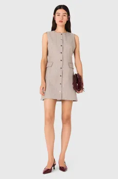 Женское бежевое платье в полоску Бежевый 40 MAJE MFPRO04266_Light Grey