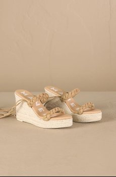 Замшевые сандалии Manebi Hamptons Two Braided Bands Wedge Espadrilles