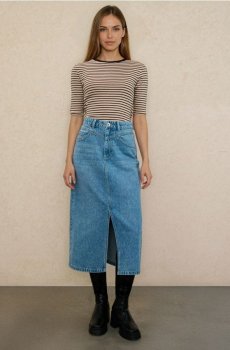 Джинсова спідниця з ефектом вицвітання - синій
