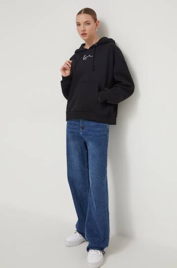 Кофта Karl Kani женская цвет чёрный с капюшоном с аппликацией Кофта Karl Kani женская цвет чёрный с капюшоном с аппликацией