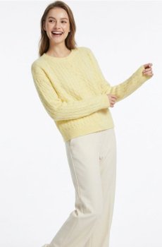 Кардиган з декоративним в’язаним візерунком - світло-жовтий