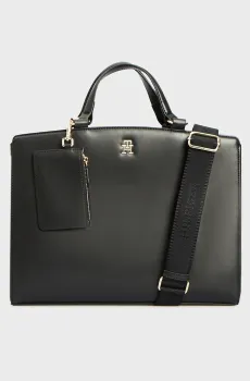 Женская черная сумка TH MONOTYPE SATCHEL Черный ONESIZE Tommy Hilfiger AW0AW17020