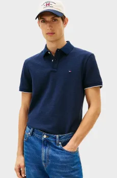 Мужское темно-синее поло SEERSUCKER Синий M Tommy Hilfiger MW0MW41619