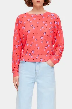 Женский красный льняной джемпер с узором Красный S Bimba Y Lola 231BR7270.T6142