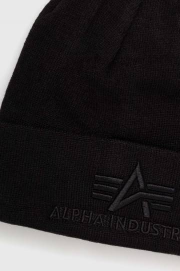 Шапка Alpha Industries цвет чёрный из тонкого трикотажа Шапка Alpha Industries цвет чёрный из тонкого трикотажа