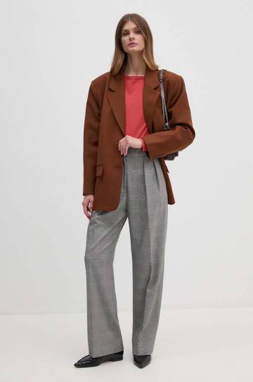 Брюки Tommy Hilfiger женские цвет серый широкие высокая посадка WW0WW42235 Брюки Tommy Hilfiger женские цвет серый широкие высокая посадка WW0WW42235