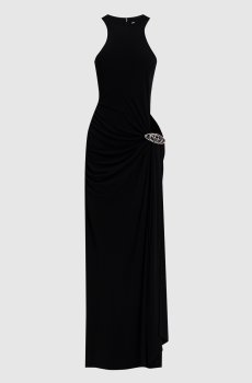 Черное платье миди с эмблемой