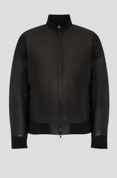 Мужская черная кожаная куртка Черный 58 Barba Napoli FOX 51210-99