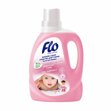 Жидкое средство для стирки Flo Delicate для деликатных тканей, 25 стирок, 1 л Жидкое средство для стирки Flo Delicate для деликатных тканей, 25 стирок, 1 л