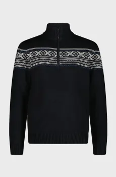 Мужская темно-синяя шерстяная кофта с узором WINDPROOF Синий 56 CMP 7H77510-N950