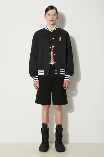 Куртка-бомбер Billionaire Boys Club Arch Logo Lightweight Varsity мужская цвет чёрный переходная B24201 Куртка-бомбер Billionaire Boys Club Arch Logo Lightweight Varsity мужская цвет чёрный переходная B24201