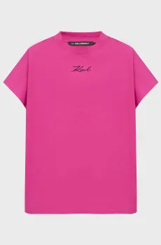 Женская малиновая футболка KARL SIGNATURE T-SHIRT Малиновый L Karl Lagerfeld 246W1721