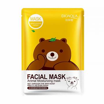 Увлажняющая тканевая маска для лица Bioaqua Facial Mask Animal Moisturizing Мишка, с эссенцией зеленого чая, 30 г Увлажняющая тканевая маска для лица Bioaqua Facial Mask Animal Moisturizing Мишка, с эссенцией зеленого чая, 30 г