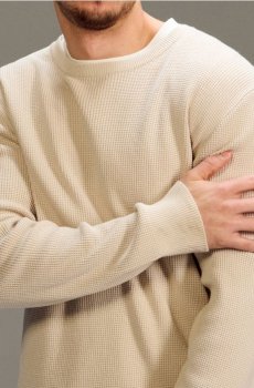 Бавовняний светр грубої в’язки - кремовий