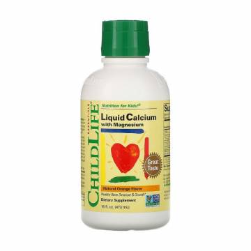 Детские минералы ChildLife Calcium with Magnesium Кальций и магний, со вкусом апельсина, в жидкости, 473 мл