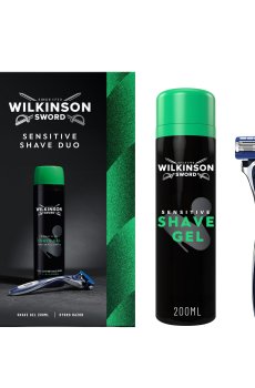 Мужской набор для бритья Wilkinson Sword Sensitive Shave Duo (гель, 200 мл + бритва, 1 шт)
