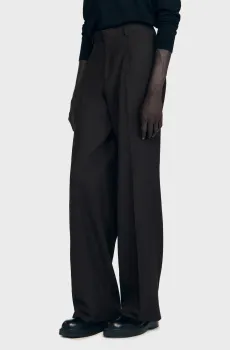 Мужские коричневые шерстяные брюки Коричневый 42 Sandro SHPPA01711_Chocolate