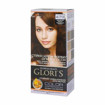 Стойкая крем-краска для волос Gloris Gloss & Grace для двух применений 4.73 Золотистый каштан, 130 мл Стойкая крем-краска для волос Gloris Gloss & Grace для двух применений 4.73 Золотистый каштан, 130 мл