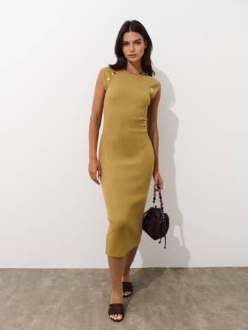 Mohito - Трикотажна сукня міді - оливковий - S