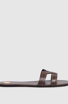 Коричневые кожаные шлепанцы MABROUKA