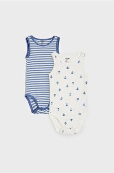 Бавовняне боді з морським мотивом 2 pack - кремовий