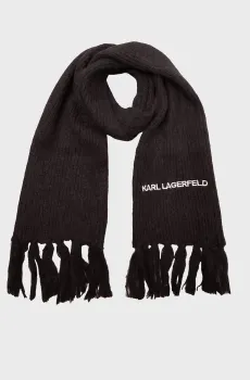 Женский черный шерстяной шарф K ESSENTIAL KNIT SCARF Черный ONESIZE Karl Lagerfeld 246W3305
