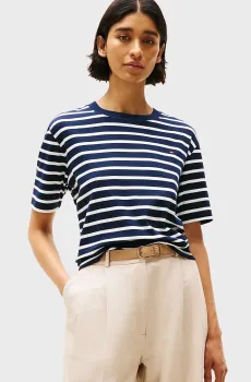 Женская темно-синяя футболка в полоску RLX MODERN CODY SS Синий XS Tommy Hilfiger WW0WW46158