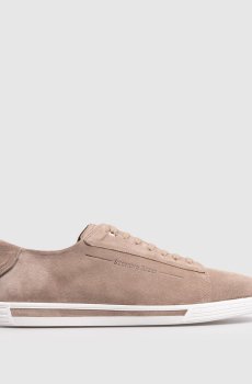 Коричневые замшевые кроссовки с логотипом