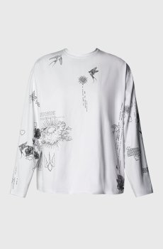 Молочний лонгслів зі принтом Душа