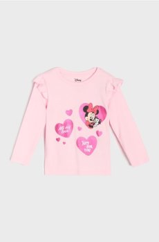 Бавовняна футболка з принтом Minnie Mouse - пастельний рожевий