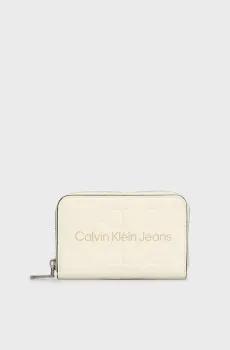 Женский белый кошелек SCULPTED MED ZIP AROUND MONO Белый ONESIZE Calvin Klein K60K612255