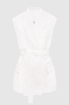 Белый жилет на запах с льном