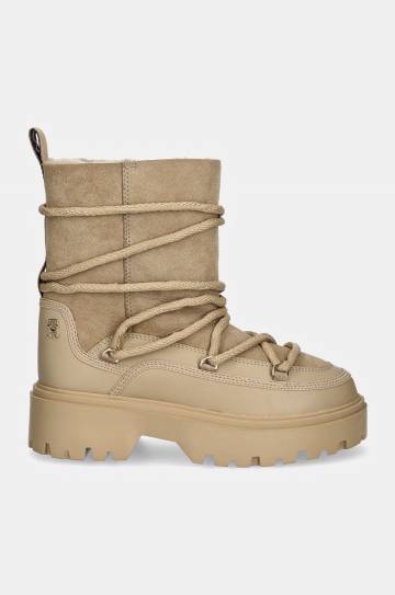 Зимние сапоги Tommy Hilfiger REAL SHEARLING LACE-UP SNOWBOOT цвет бежевый FW0FW08085 Зимние сапоги Tommy Hilfiger REAL SHEARLING LACE-UP SNOWBOOT цвет бежевый FW0FW08085