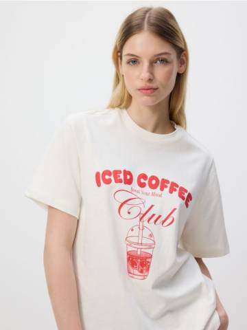 Reserved - Футболка з принтом - кремовий - 078HS-01X