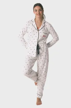 Женская белая пижама с узором (рубашка, брюки) Белый XS womensecret 3133479