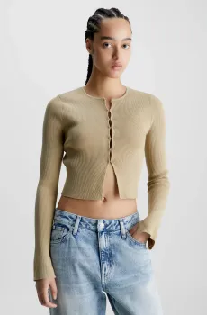 Женский бежевый кардиган HOOK & EYE Бежевый S Calvin Klein Jeans J20J221349