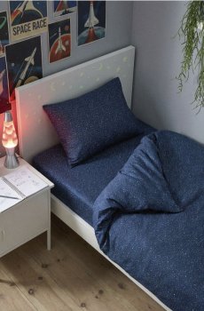 Простирадло з гумкою з візерунком - темно-синій