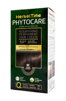 Уценка! Безаммиачная краска для волос Herbal Time Phytocare Permanent Hair Color 5C Золотистый каштан, 125 мл