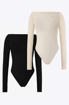 Набір із чорного та молочного боді з відкритими плечима