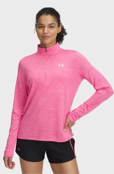 Женская розовая спортивная кофта Tech 1/2 Zip- Twist Розовый M Under Armour 1384225-672